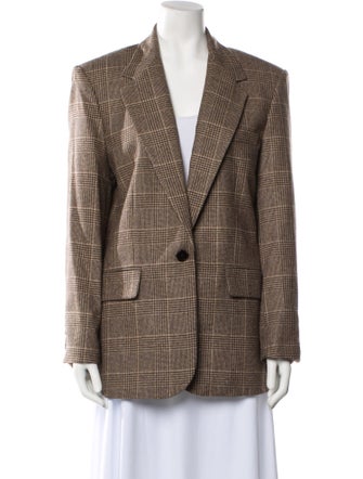 Maje Wool Plaid Print Blazer