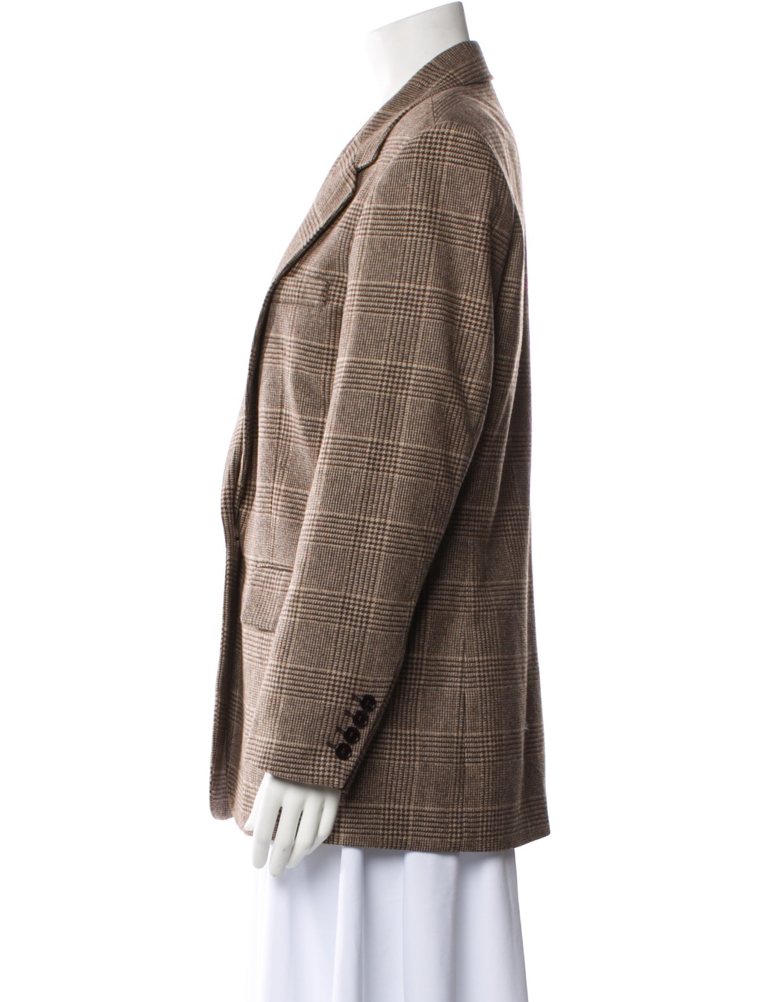 Maje Wool Plaid Print Blazer