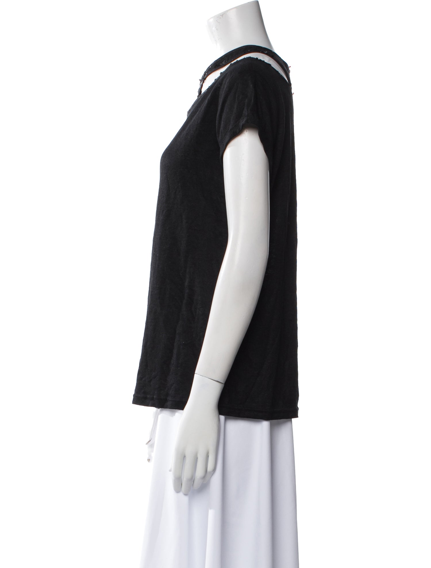 Maje Linen Cowl Neck T-Shirt
