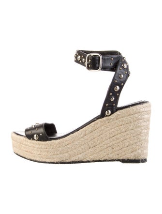 Maje Leather Colorblock Pattern Espadrilles