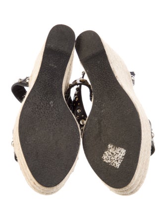 Maje Leather Colorblock Pattern Espadrilles