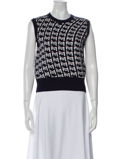 Maje Printed Crew Neck Crop Top