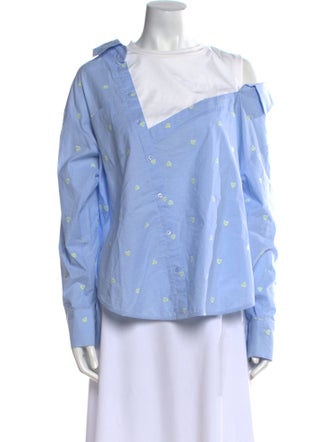 Maje Bateau Neckline Long Sleeve Button-Up Top