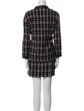 Maje Tweed Pattern Leather Trim Embellishment Skirt Set