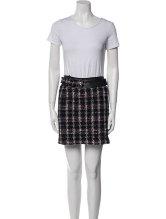 Maje Tweed Pattern Leather Trim Embellishment Skirt Set