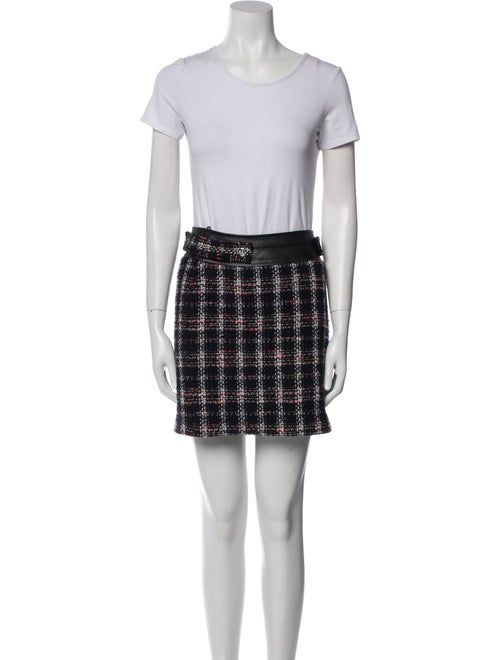 Maje Tweed Pattern Leather Trim Embellishment Skirt Set