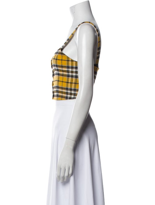 Maje Plaid Print Square Neckline Crop Top