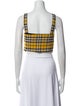 Maje Plaid Print Square Neckline Crop Top