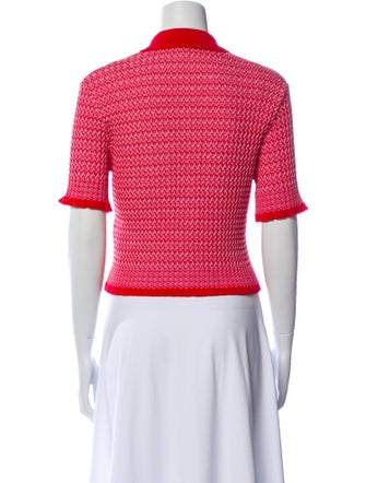 Maje Printed Short Sleeve Crop Top