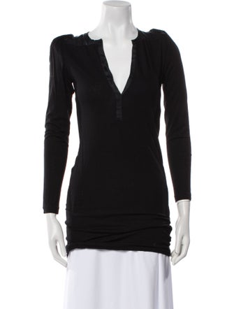 Maje V-Neck Long Sleeve Top