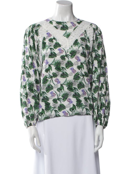 Maje Floral Print Bateau Neckline Sweatshirt