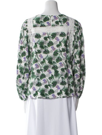 Maje Floral Print Bateau Neckline Sweatshirt