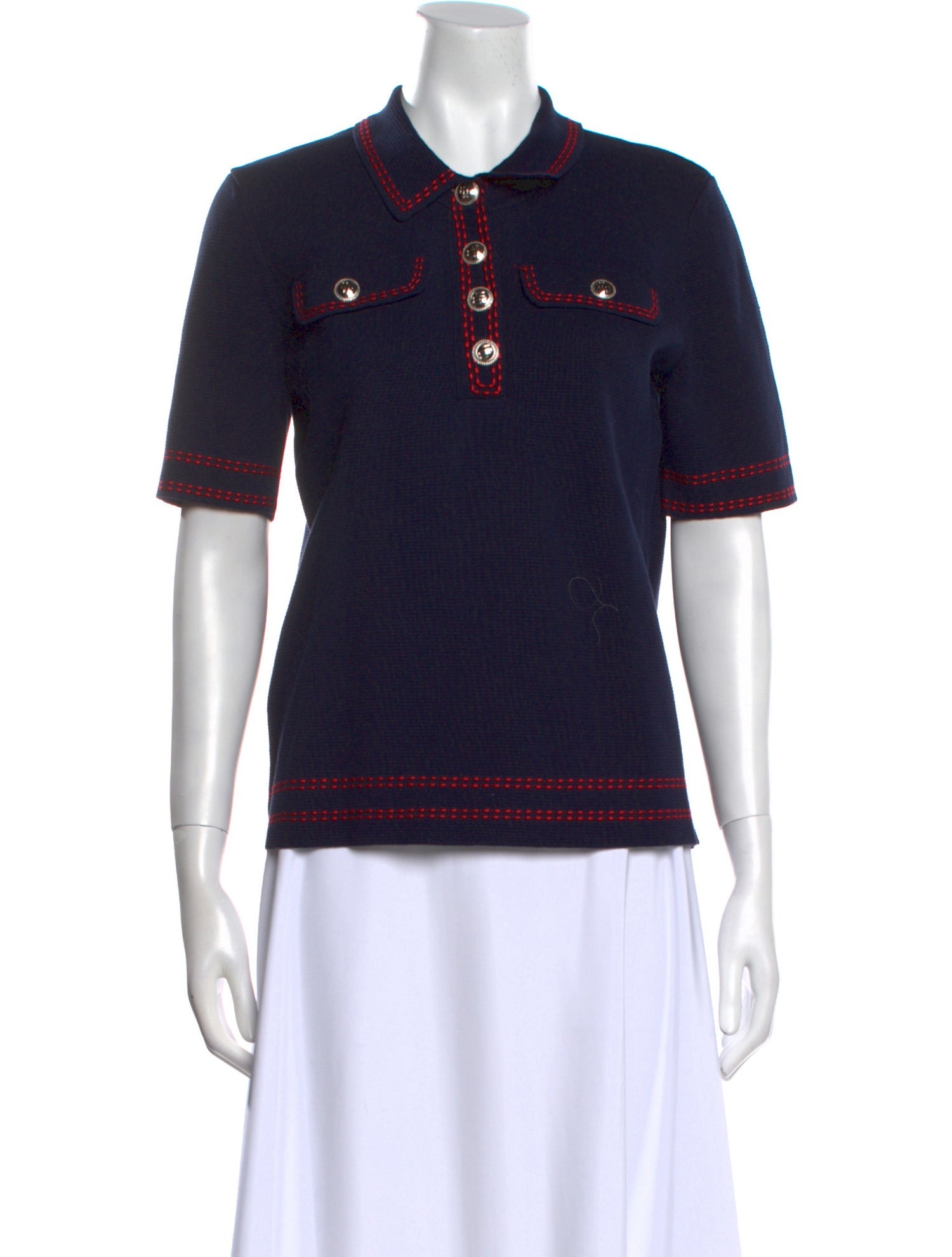 Maje Mock Neck Short Sleeve Polo w/ Tags