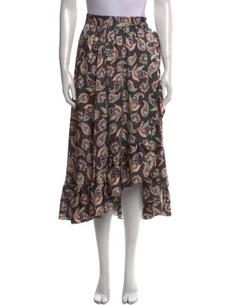 Maje Paisley Print Midi Length Skirt