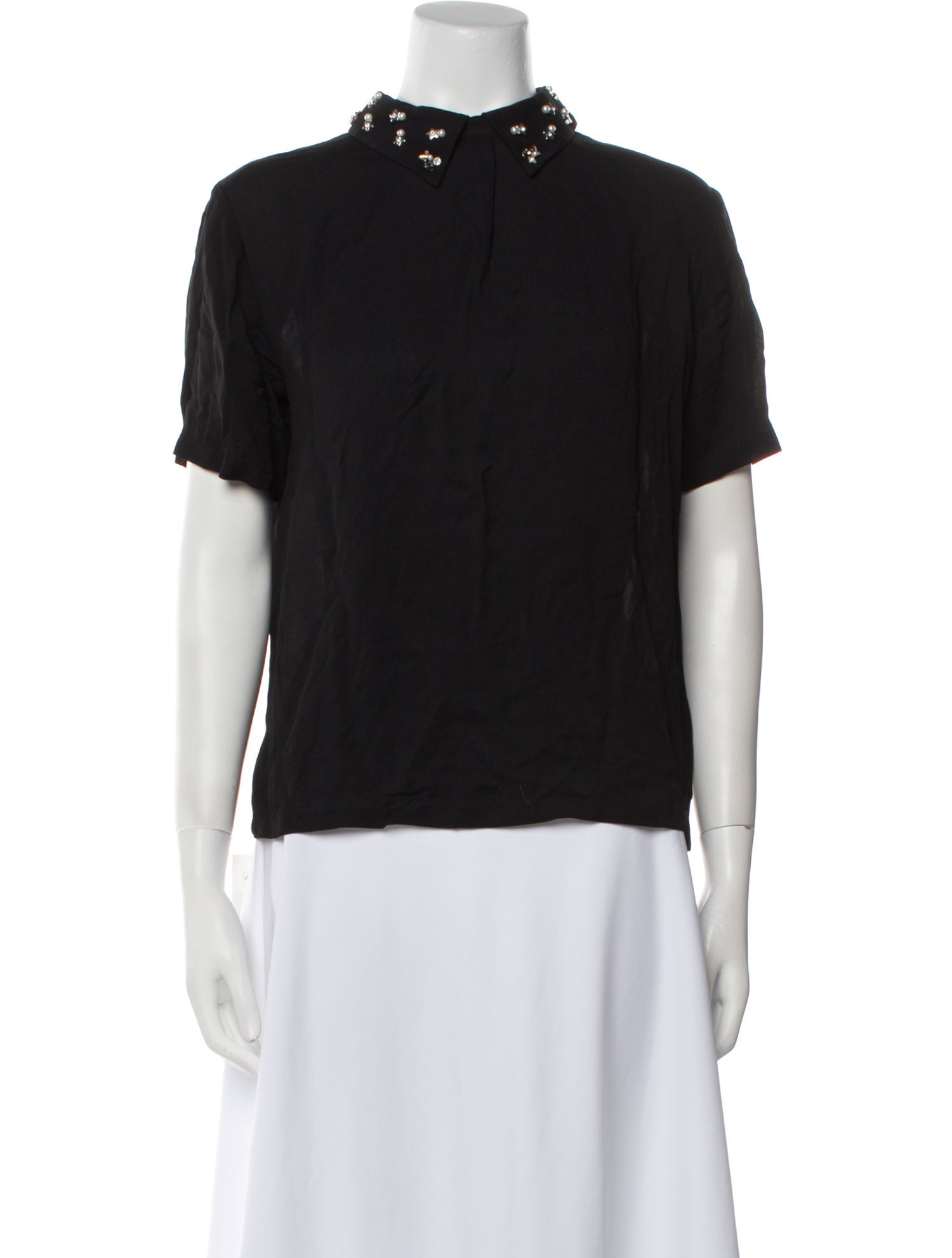 Maje Mock Neck Short Sleeve Sweatshirt