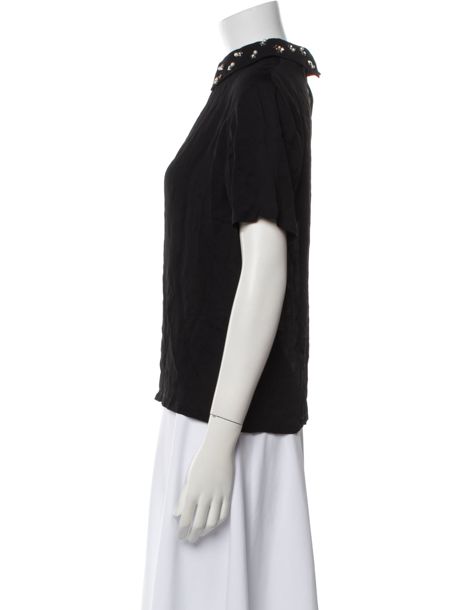 Maje Mock Neck Short Sleeve Sweatshirt