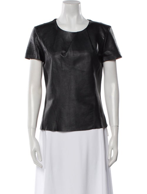Maje Leather Scoop Neck T-Shirt
