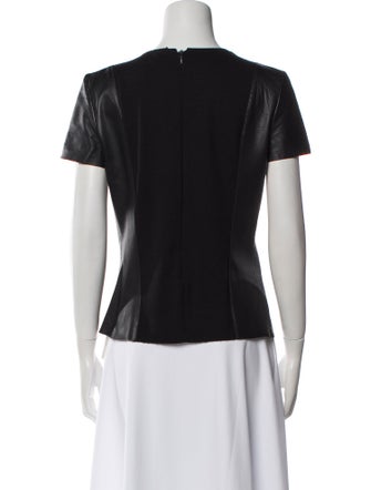 Maje Leather Scoop Neck T-Shirt