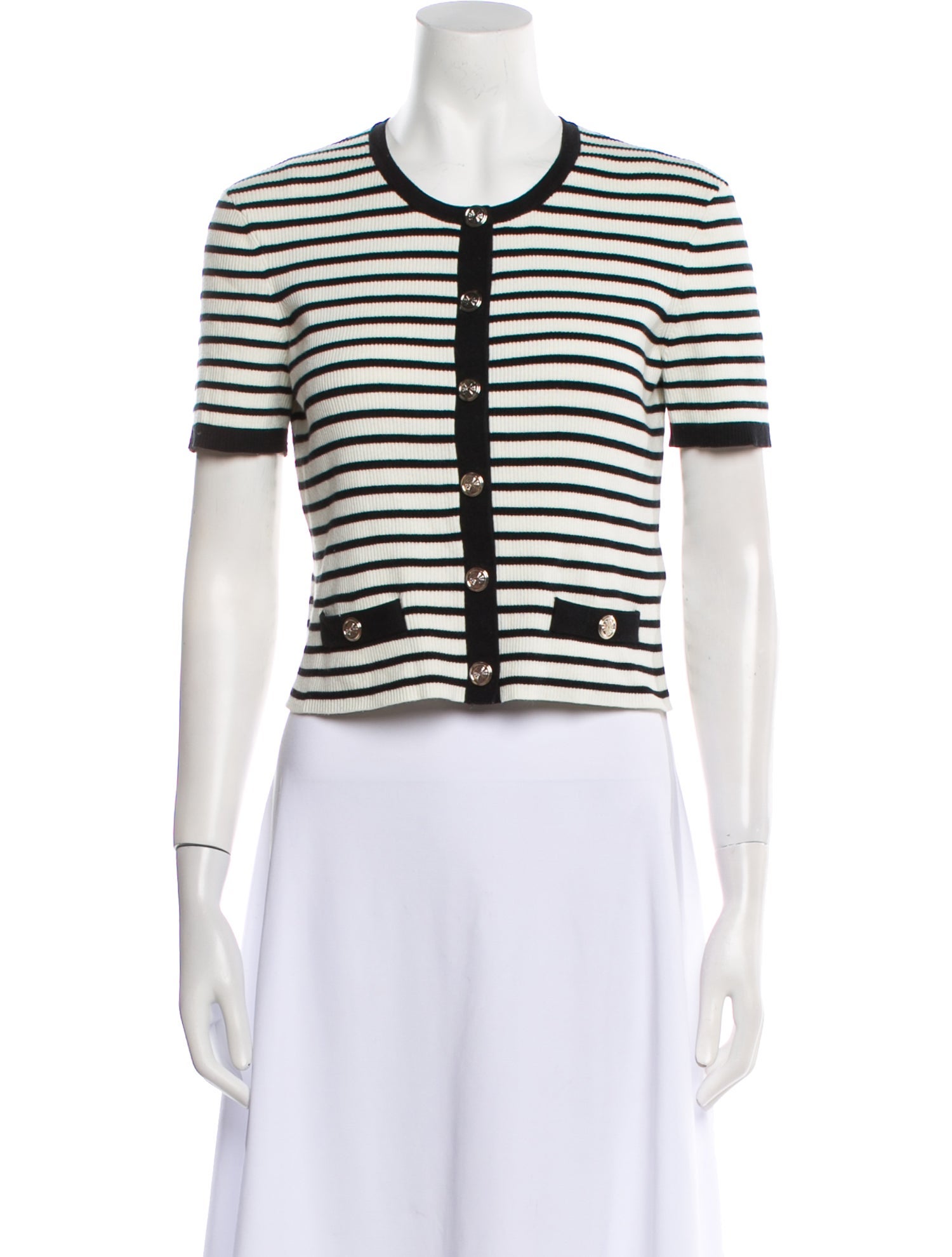 Maje Striped Crew Neck Crop Top