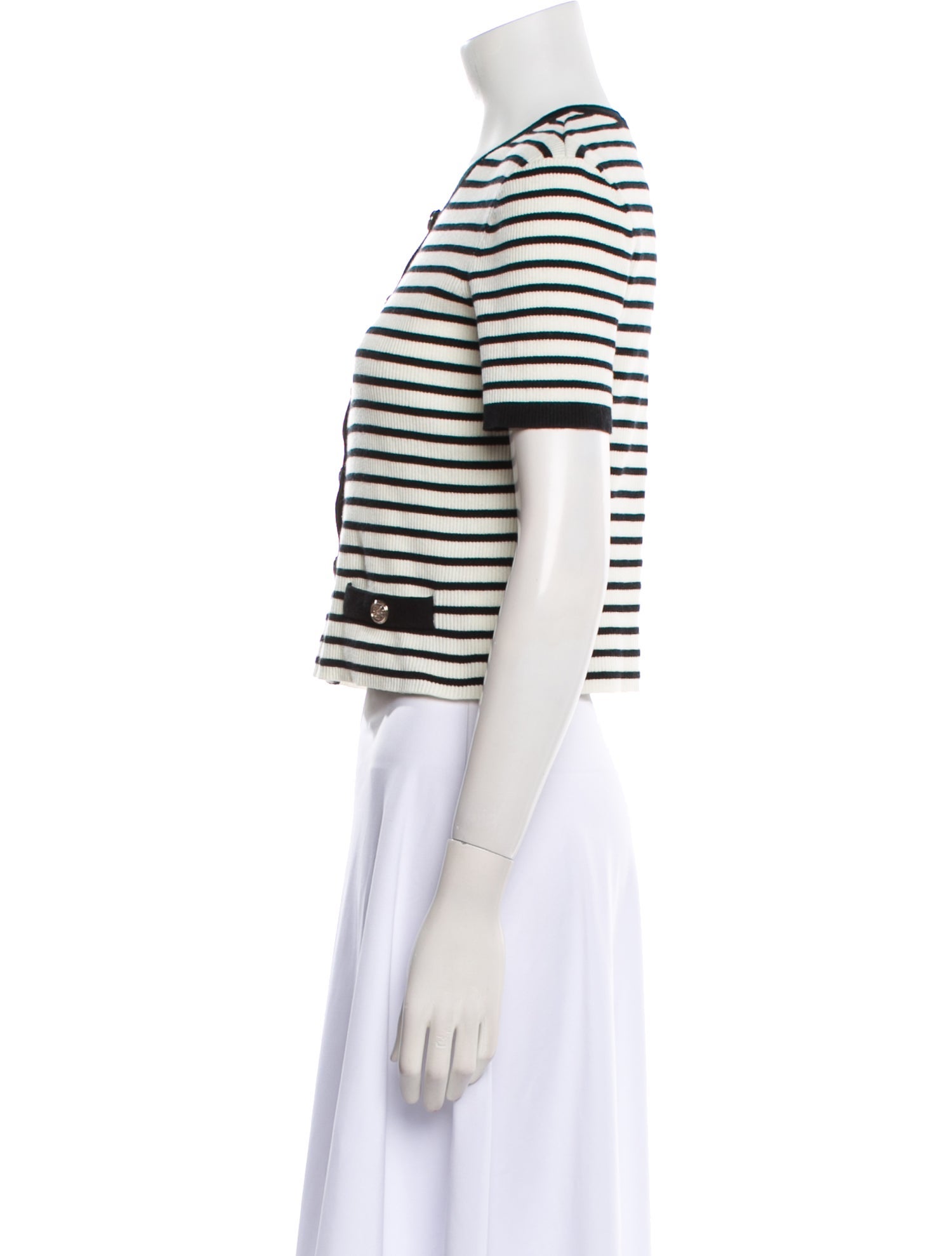 Maje Striped Crew Neck Crop Top