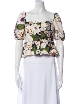 Maje Floral Print Square Neckline Crop Top