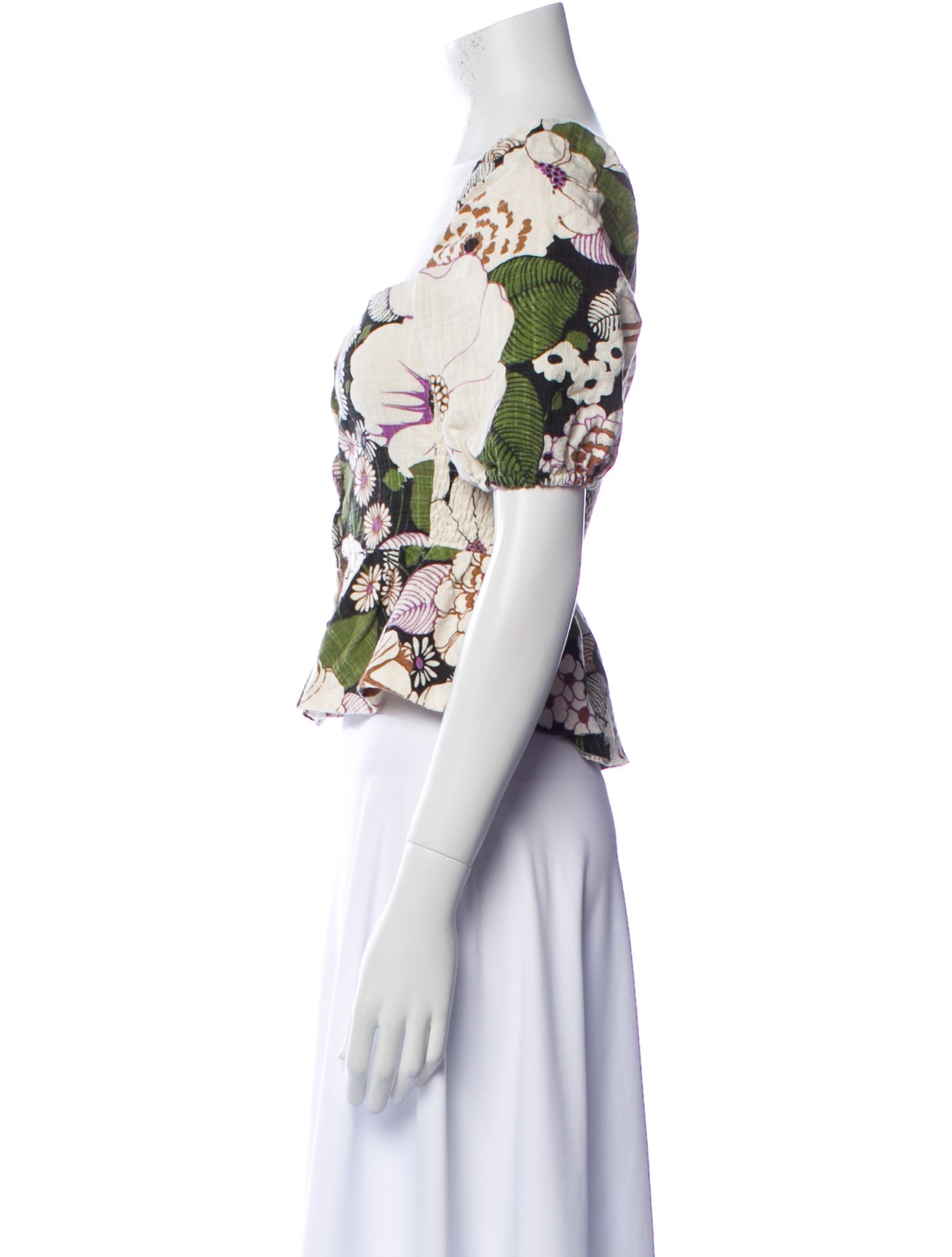 Maje Floral Print Square Neckline Crop Top