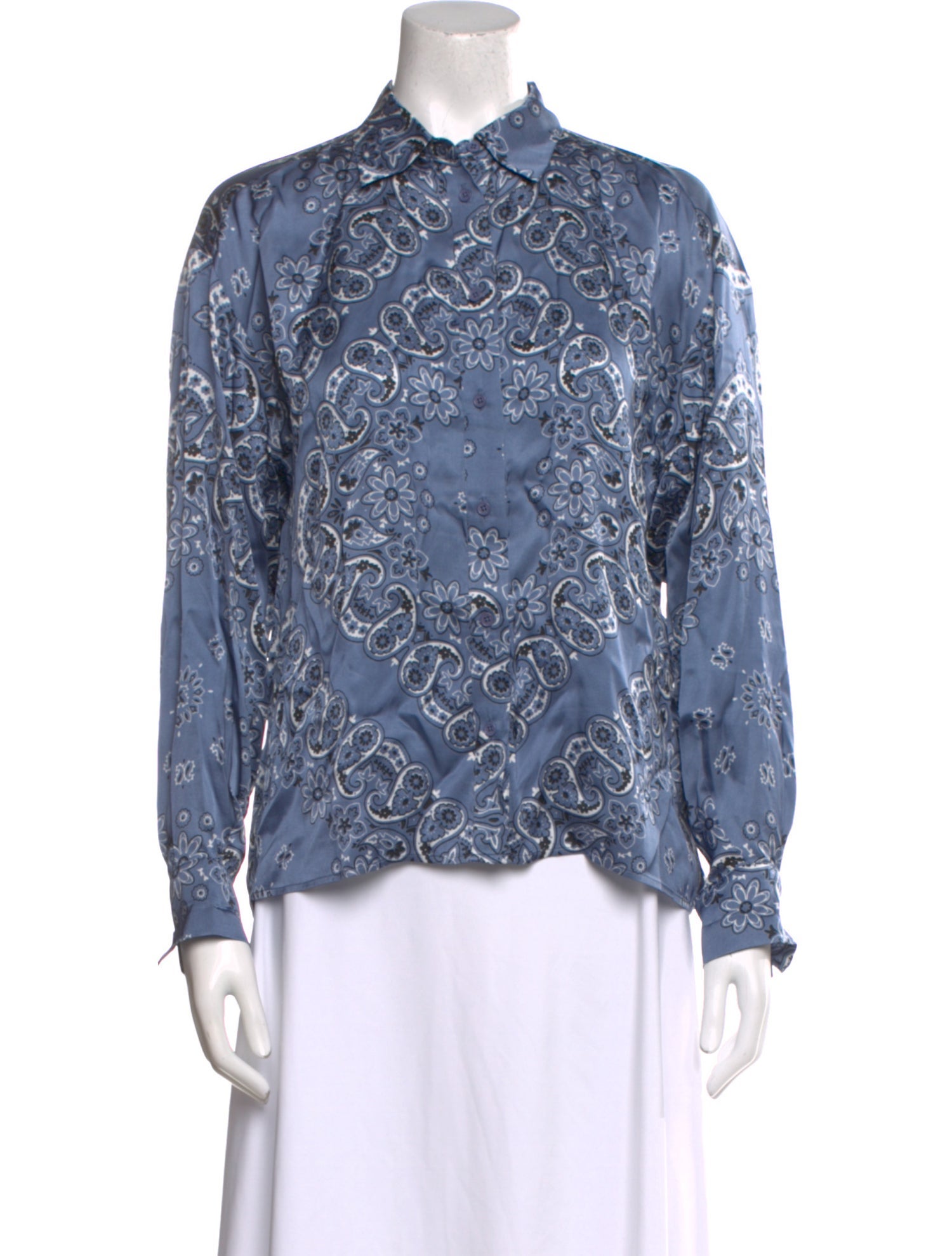 Maje Paisley Print Long Sleeve Button-Up Top