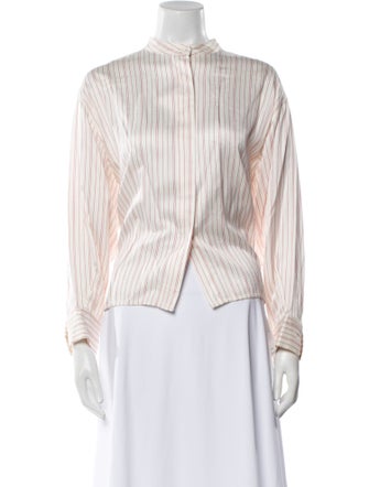 Maje Striped Mock Neck Blouse