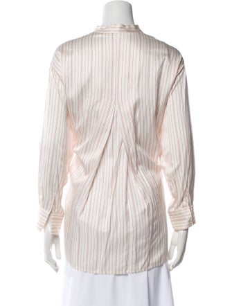 Maje Striped Mock Neck Blouse