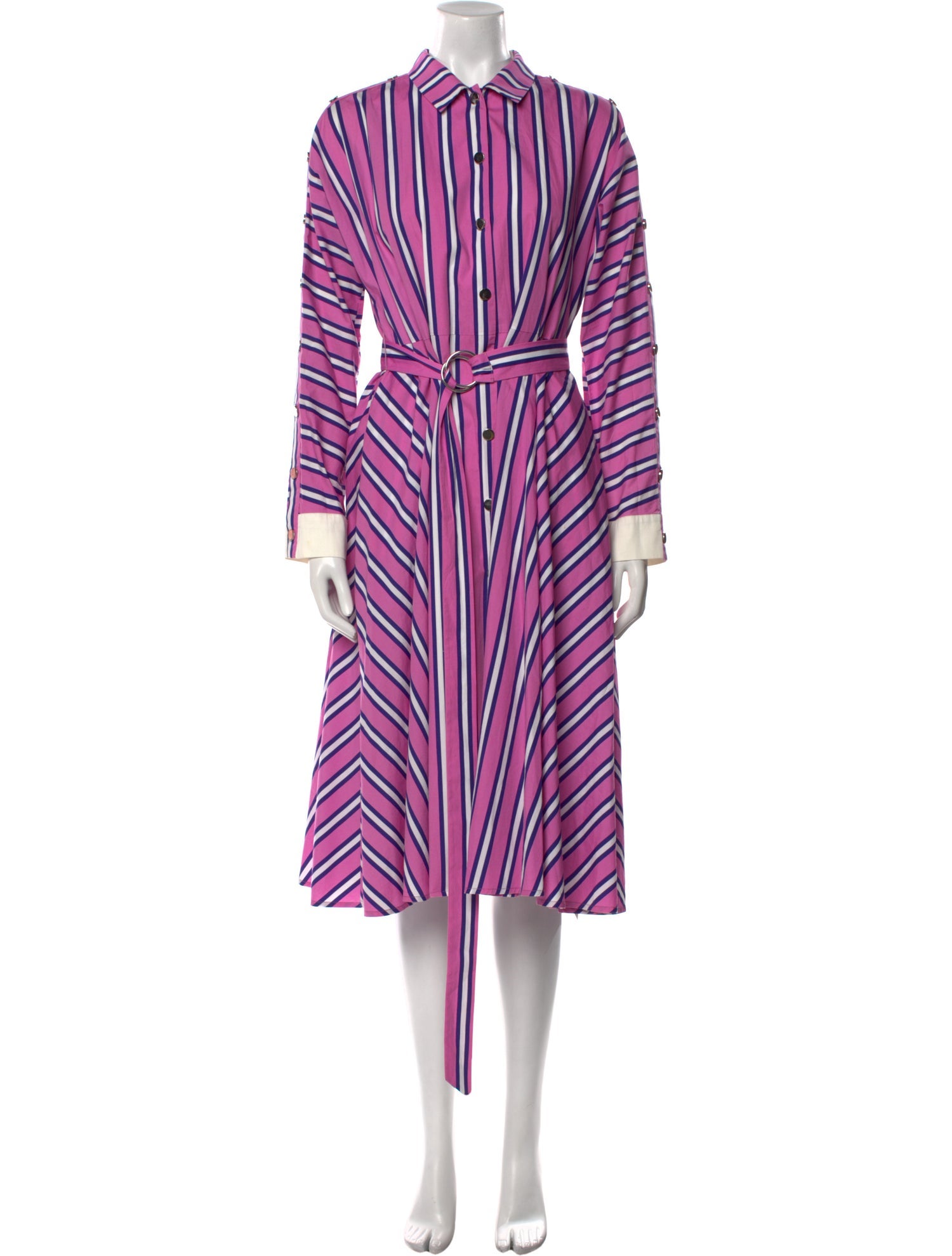 Maje Striped Midi Length Dress