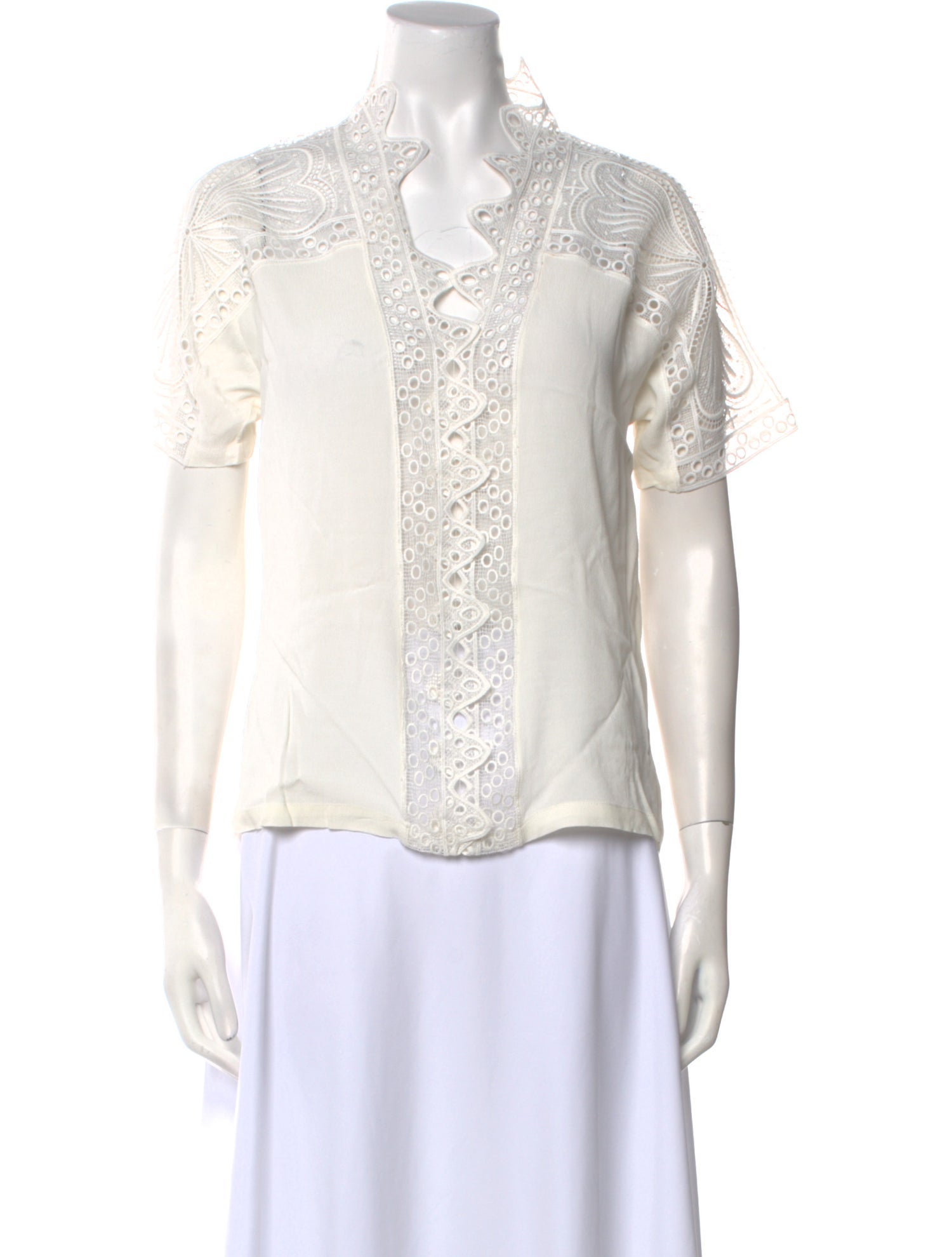 Maje V-Neck Short Sleeve Button-Up Top