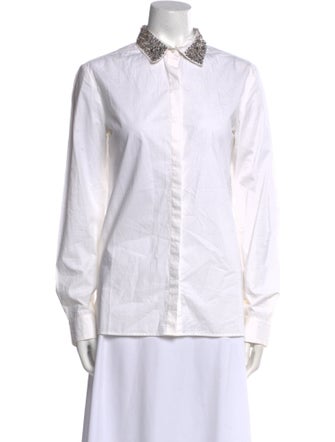 Maje Long Sleeve Button-Up Top