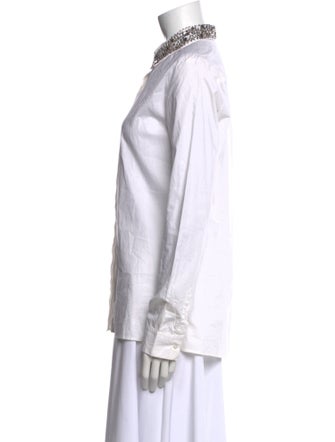 Maje Long Sleeve Button-Up Top