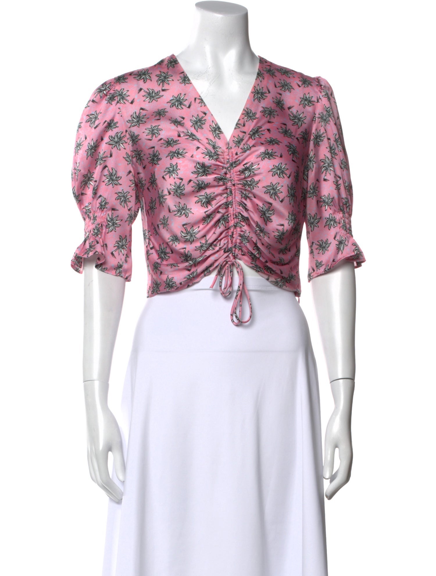 Maje Floral Print V-Neck Crop Top