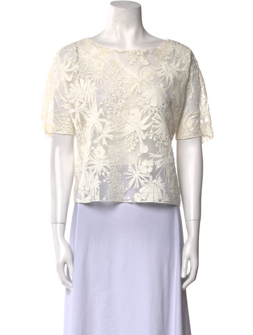 Maje Lace Pattern Bateau Neckline Crop Top