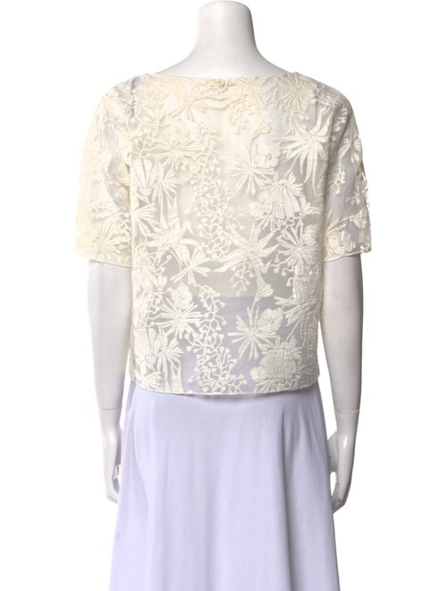 Maje Lace Pattern Bateau Neckline Crop Top