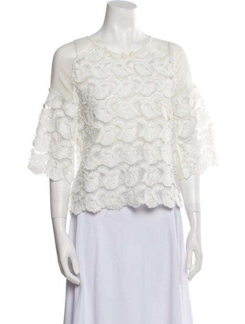 Maje Lace Pattern Crew Neck Crop Top