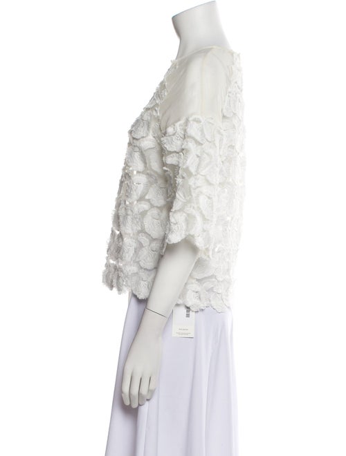 Maje Lace Pattern Crew Neck Crop Top