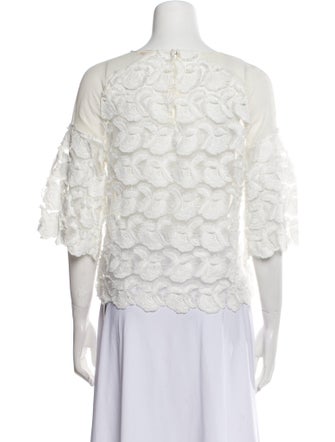 Maje Lace Pattern Crew Neck Crop Top