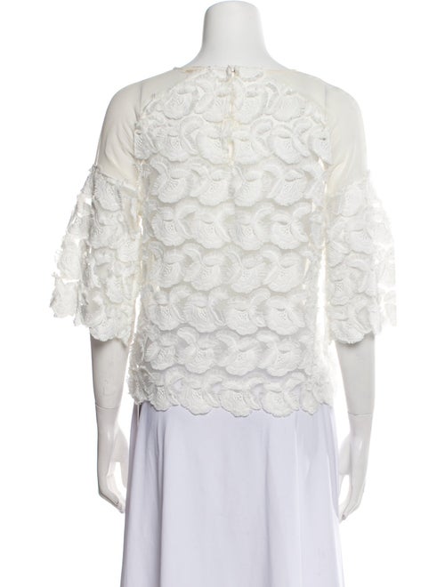 Maje Lace Pattern Crew Neck Crop Top