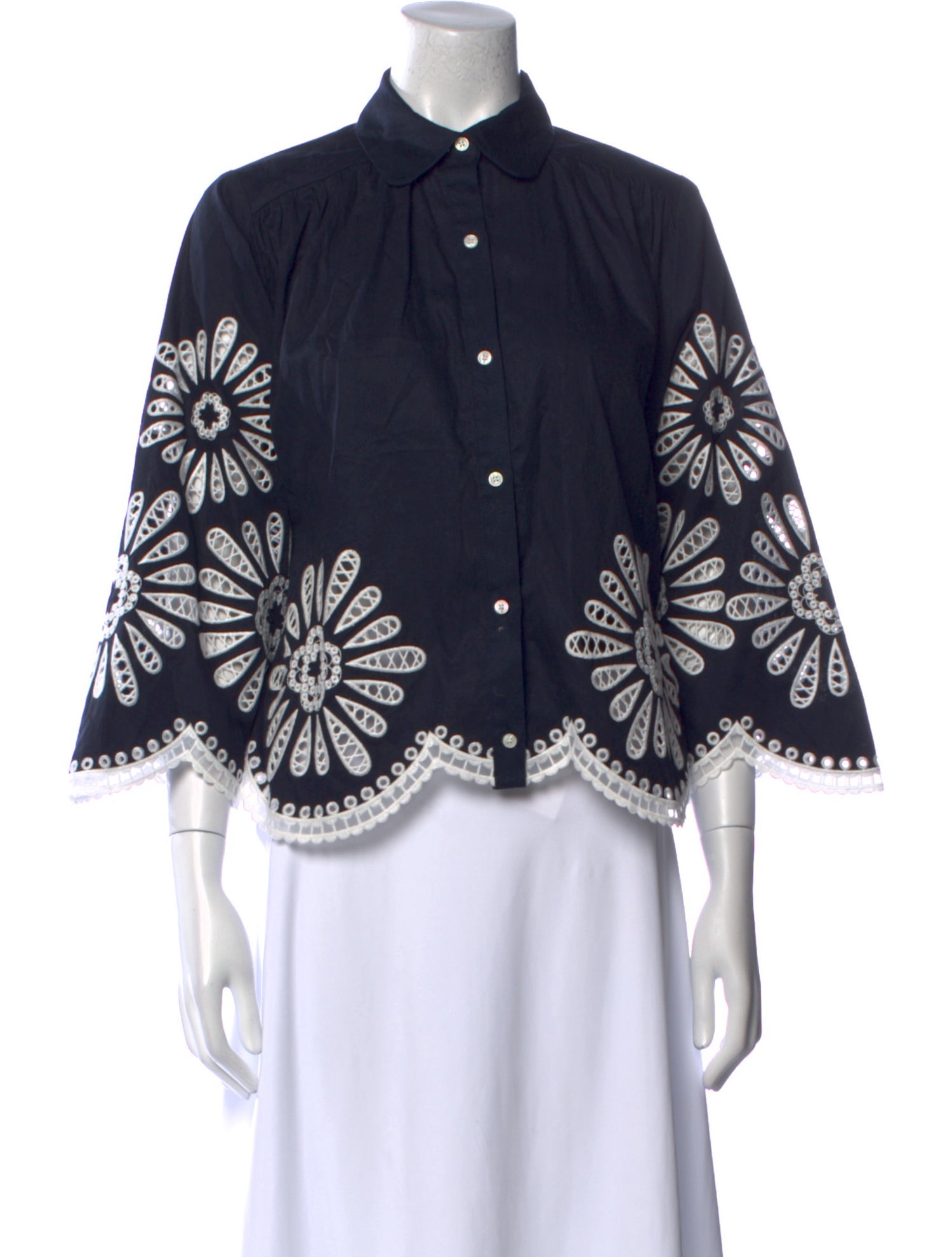 Maje Floral Print Three-Quarter Sleeve Blouse w/ Tags