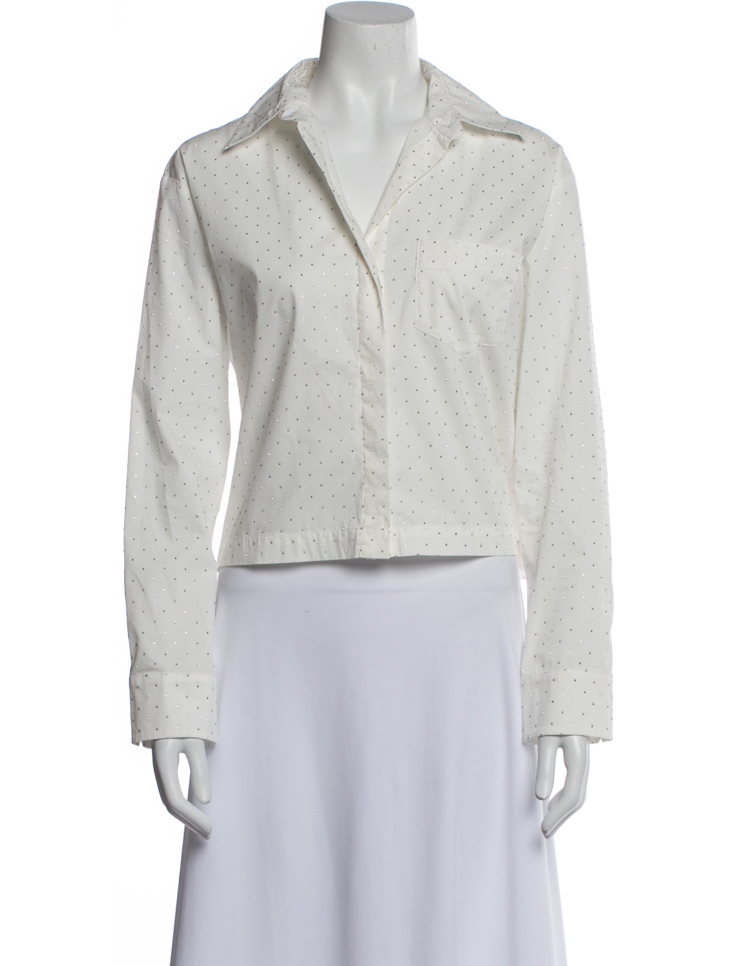 Maje Polka Dot Print Long Sleeve Button-Up Top