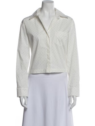 Maje Polka Dot Print Long Sleeve Button-Up Top