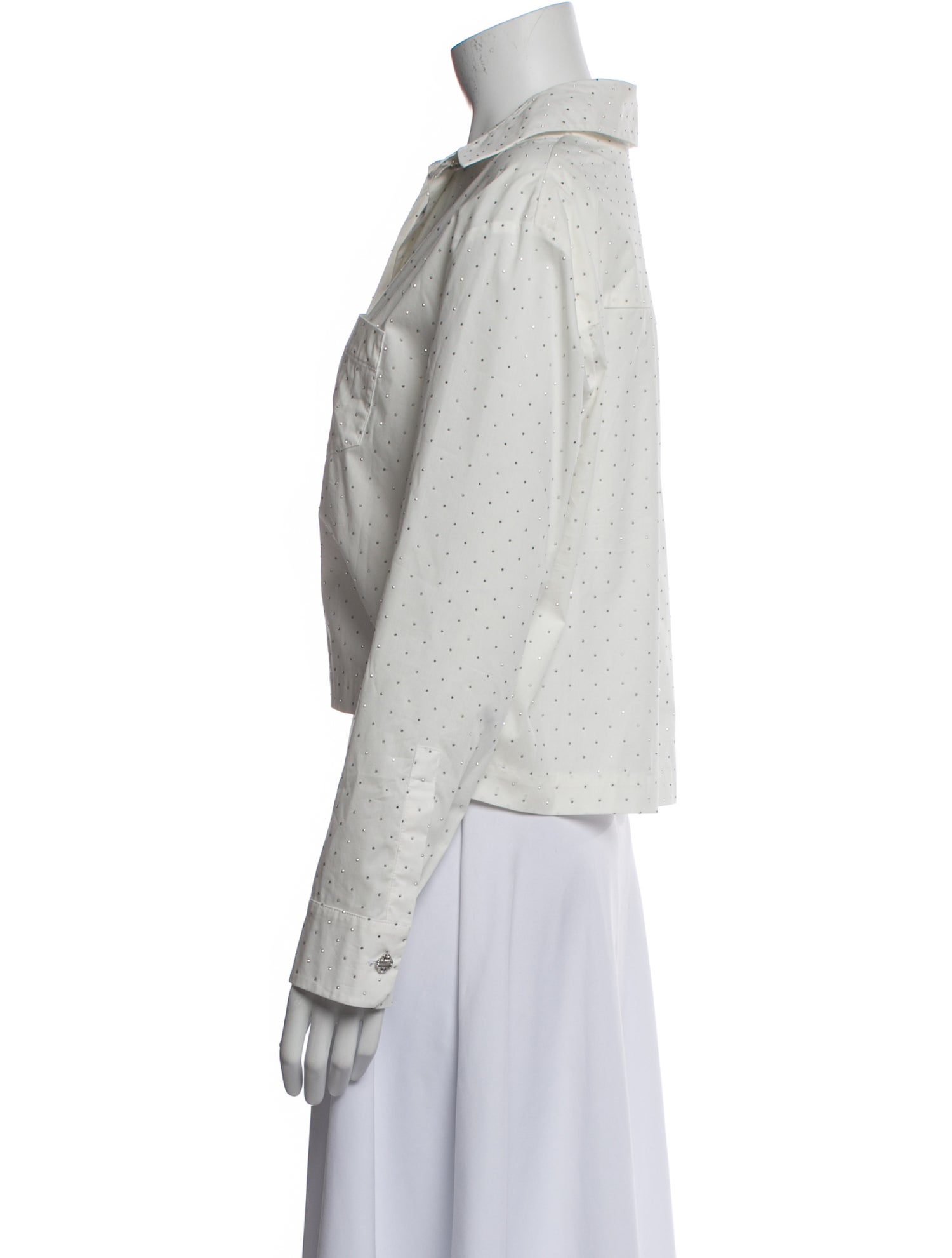 Maje Polka Dot Print Long Sleeve Button-Up Top