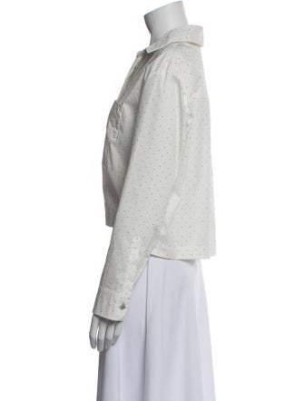 Maje Polka Dot Print Long Sleeve Button-Up Top