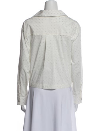 Maje Polka Dot Print Long Sleeve Button-Up Top