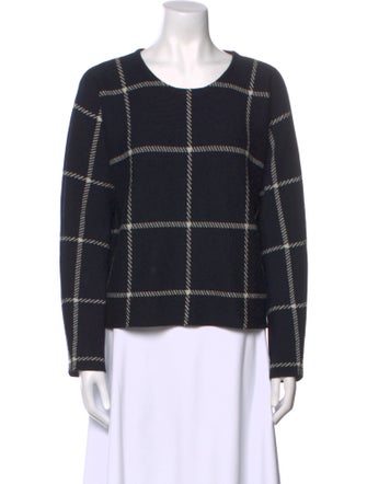 Maje Plaid Print Scoop Neck Sweater