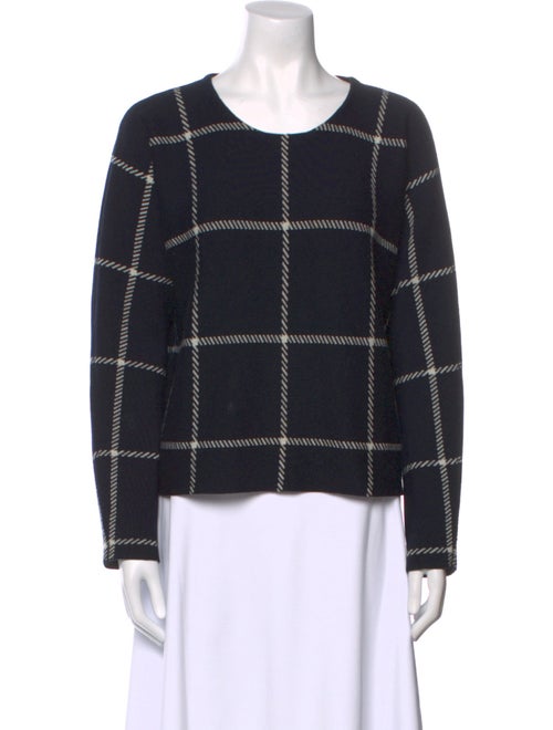 Maje Plaid Print Scoop Neck Sweater