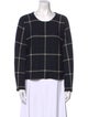 Maje Plaid Print Scoop Neck Sweater