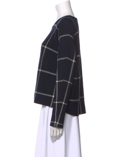 Maje Plaid Print Scoop Neck Sweater